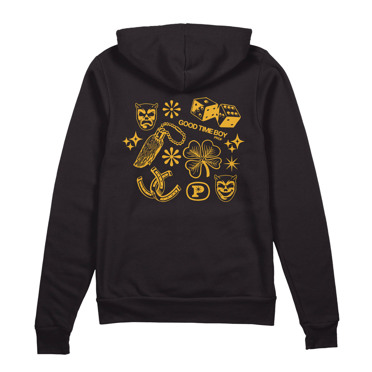 PROF "Lucky" Black Zip Hoodie