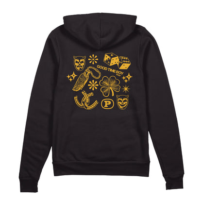 PROF "Lucky" Black Zip Hoodie