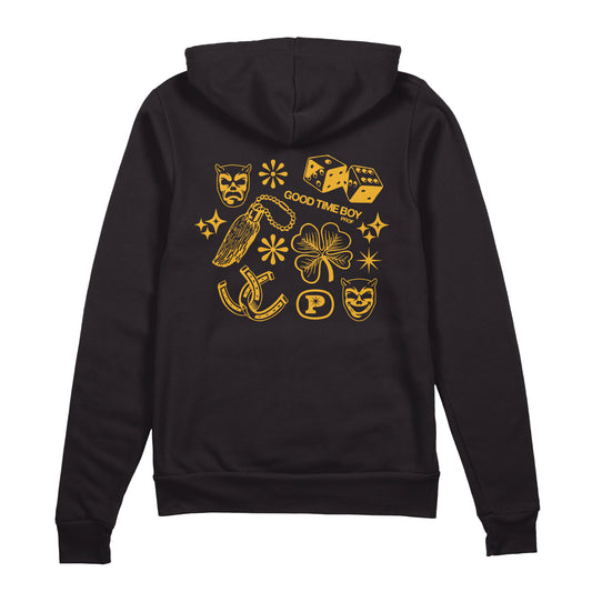 PROF "Lucky" Black Zip Hoodie